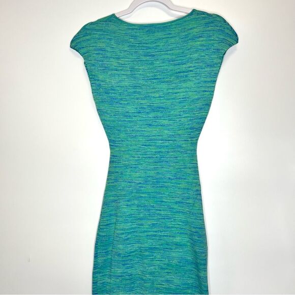 Aritzia Wilfred Free Cut-Out Knit Mini Dress Space Dye Aqua Teal Medium - Picture 8 of 10